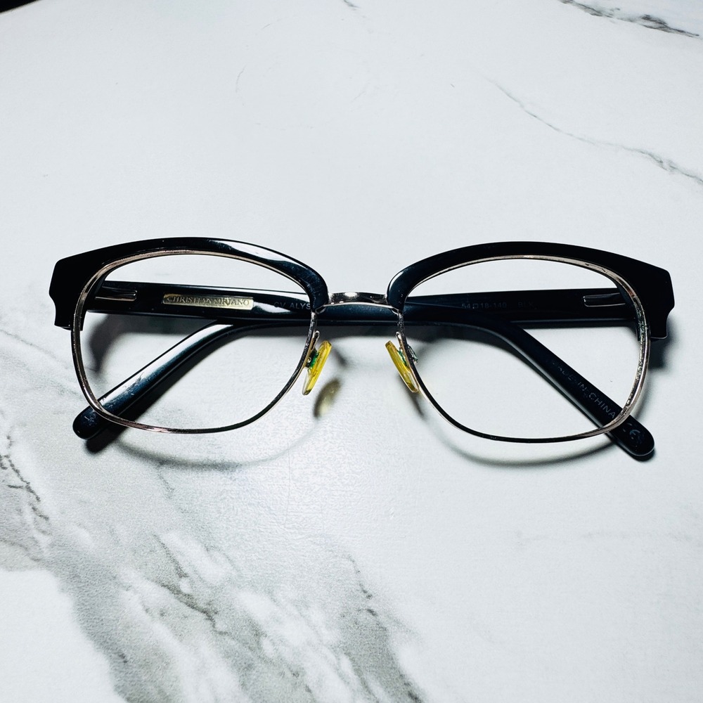 Christian Siriano CV Alyssa Black Silver Browline Eyeglass Frames 54-18-140 BLK